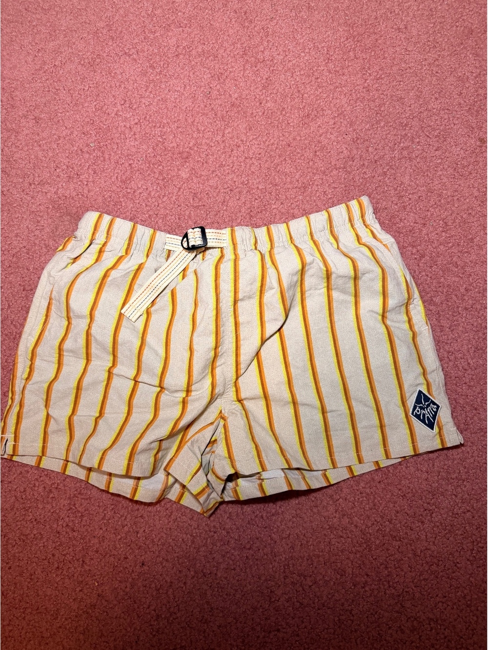 PrAna Women's XS Striped Elastic Waist Shorts with Drawcord
